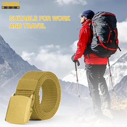 Yanek Men's Adjustable Work Belt Durable Nylon Canvas Metal-Free Buckle Effortless Airport Screening Ideal for Golf Travel Casual Wear Everyday Comfort Versatile Belt Design Easy Fit