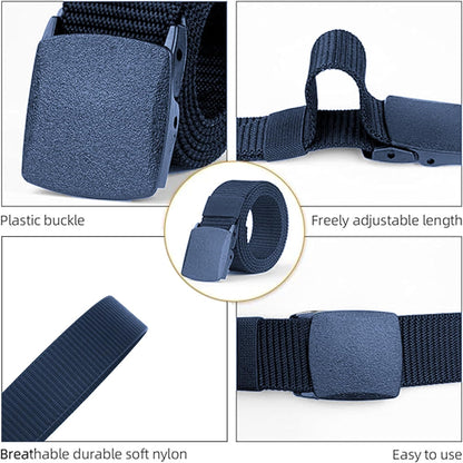 Yanek Men's Adjustable Work Belt Durable Nylon Canvas Metal-Free Buckle Effortless Airport Screening Ideal for Golf Travel Casual Wear Everyday Comfort Versatile Belt Design Easy Fit