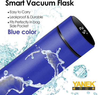Yanek Smart Water Bottle Stainless Steel – Travel Mug with Smart LCD Touch Screen Temperature Display, Leak-Proof, Hot & Cold Beverage Flask, Ideal for Trave, Gym, Office, & Daily Use (BLACK)