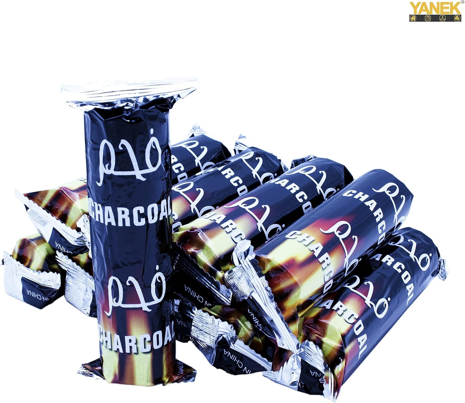 YANEK Magic Coal – 100 Pcs Charcoal Tablets (33mm) | For Shisha, Bakhour, BBQ & Outdoor Use | Wholesale BBQ Grills & Fuel UAE.