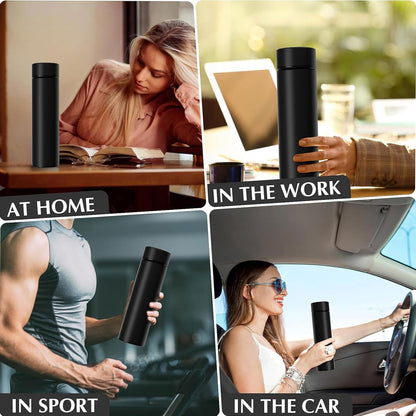 Yanek Smart Water Bottle Stainless Steel – Travel Mug with Smart LCD Touch Screen Temperature Display, Leak-Proof, Hot & Cold Beverage Flask, Ideal for Trave, Gym, Office, & Daily Use (BLACK)