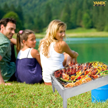 YANEK BBQ Grill – Galva Silver Portable Stainless Steel Grill | For Camping, Picnic, BBQ & Outdoor Cooking | Wholesale BBQ Grills UAE.
