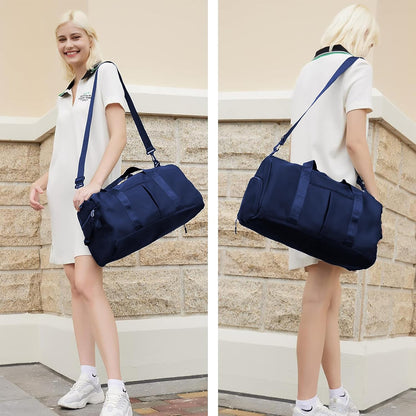 Yanek Travel Duffel Bag with Shoe Compartment – Sports Gym Bag with Waterproof Pocket for Wet Towels – Unisex Design (Pink)