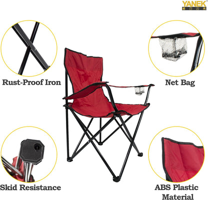 YANEK Folding Camping Chair with Cup Holder – Portable Outdoor Beach Chair with Carry Bag (Green) | BBQ, Camping & Picnic | Wholesale Camping Gear UAE.
