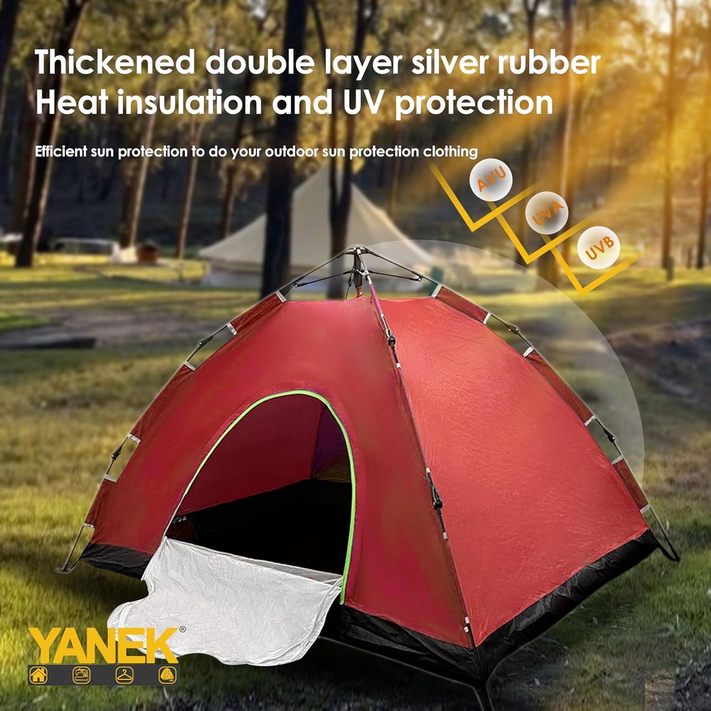 Yanek Waterproof Camping Dome Tent – 2-Person Outdoor Tent with Carry Bag, 1 Door & 1 Window, Compact 2 * 1.5 * 1.1m Lightweight & Portable, Perfect for Family Camping, Hiking & Travel Adventures