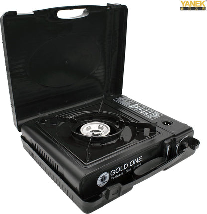 YANEK Portable Gas Stove – Black Butane Stove with Carry Case | Camping, BBQ & Emergency Cooking | Wholesale BBQ Grills & Fuel UAE.