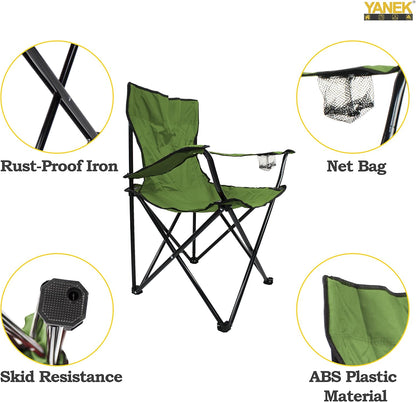 YANEK Folding Camping Chair with Cup Holder – Portable Outdoor Beach Chair with Carry Bag (Green) | BBQ, Camping & Picnic | Wholesale Camping Gear UAE.
