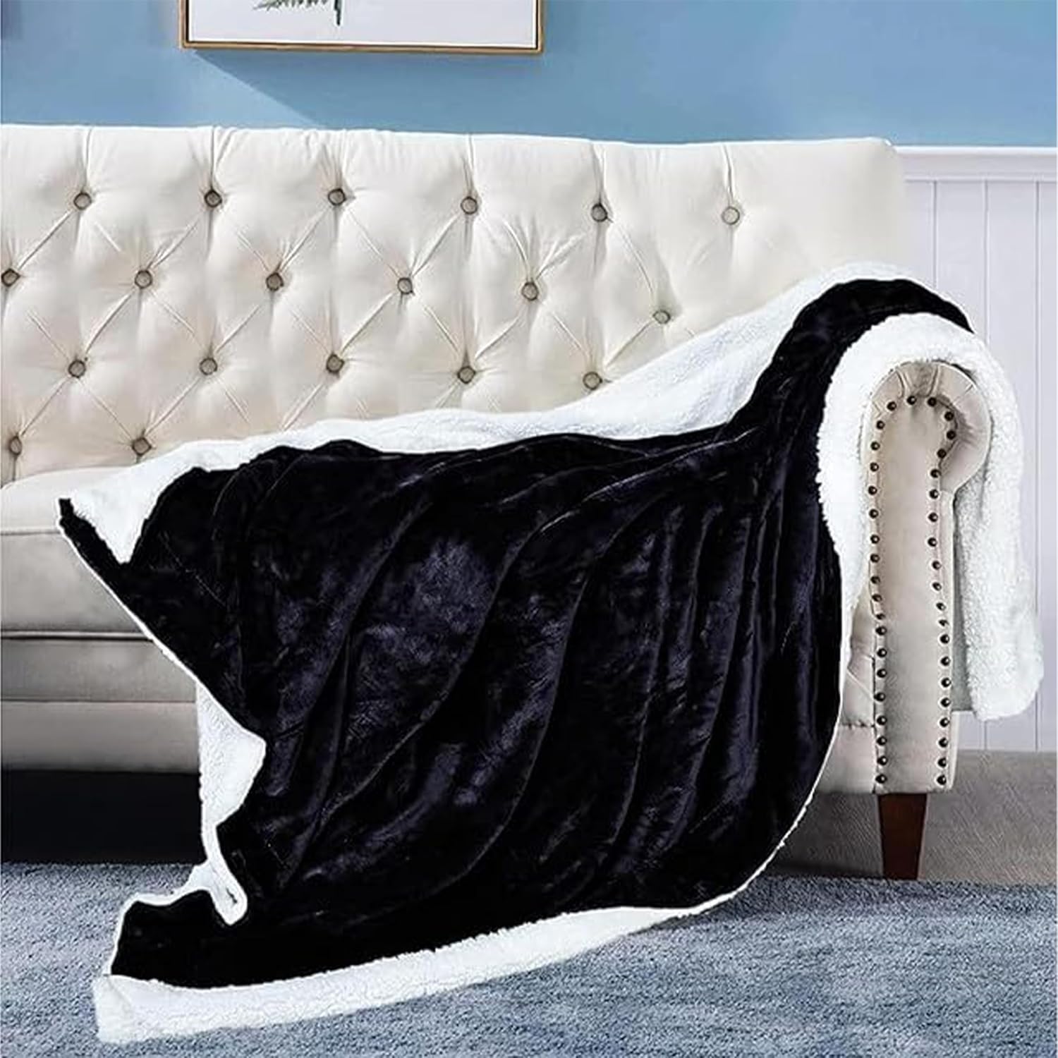 Yanek Polyester Micromink Summer Ac/Mild Winter/Heavy Winter Sherpa Blanket Super Soft Flannel Solid/Plain (200 x 220, Mix Color).