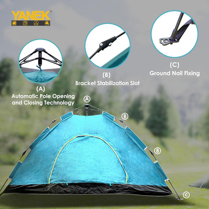 Yanek Waterproof Camping Dome Tent – 2-Person Outdoor Tent with Carry Bag, 1 Door & 1 Window, Compact 2 * 1.5 * 1.1m Lightweight & Portable, Perfect for Family Camping, Hiking & Travel Adventures