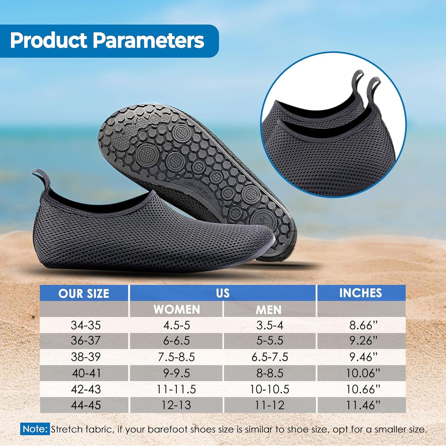 Yanek Comfortable and Durable Outdoor Beach Shoes for Men & Women's Waterproof, Quick-Drying, Non-Slip, Lightweight Sandals for Beach, Pool, Hiking, and Summer Adventures Yoga Pool Exercise