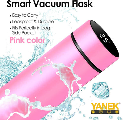 Yanek Smart Water Bottle Stainless Steel – Travel Mug with Smart LCD Touch Screen Temperature Display, Leak-Proof, Hot & Cold Beverage Flask, Ideal for Trave, Gym, Office, & Daily Use (BLACK)