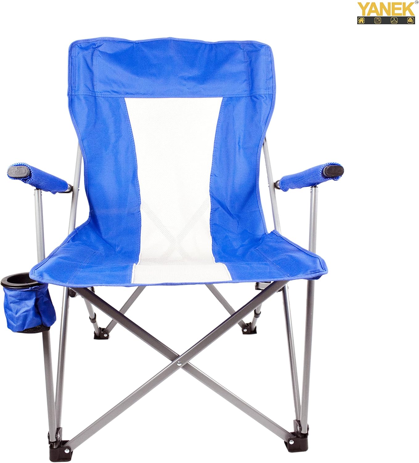 YANEK Foldable Heavy-Duty Camping Chair with Cup Holder – Portable Outdoor Chair with Carry Bag (Burgundy) | BBQ, Fishing & Beach | Wholesale Outdoor Equipment UAE.