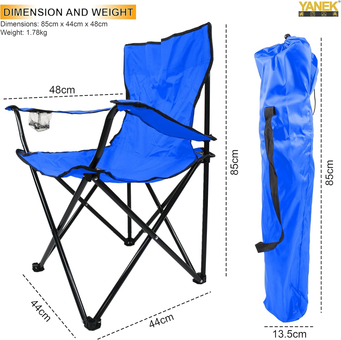 YANEK Folding Camping Chair with Cup Holder – Portable Outdoor Beach Chair with Carry Bag (Green) | BBQ, Camping & Picnic | Wholesale Camping Gear UAE.