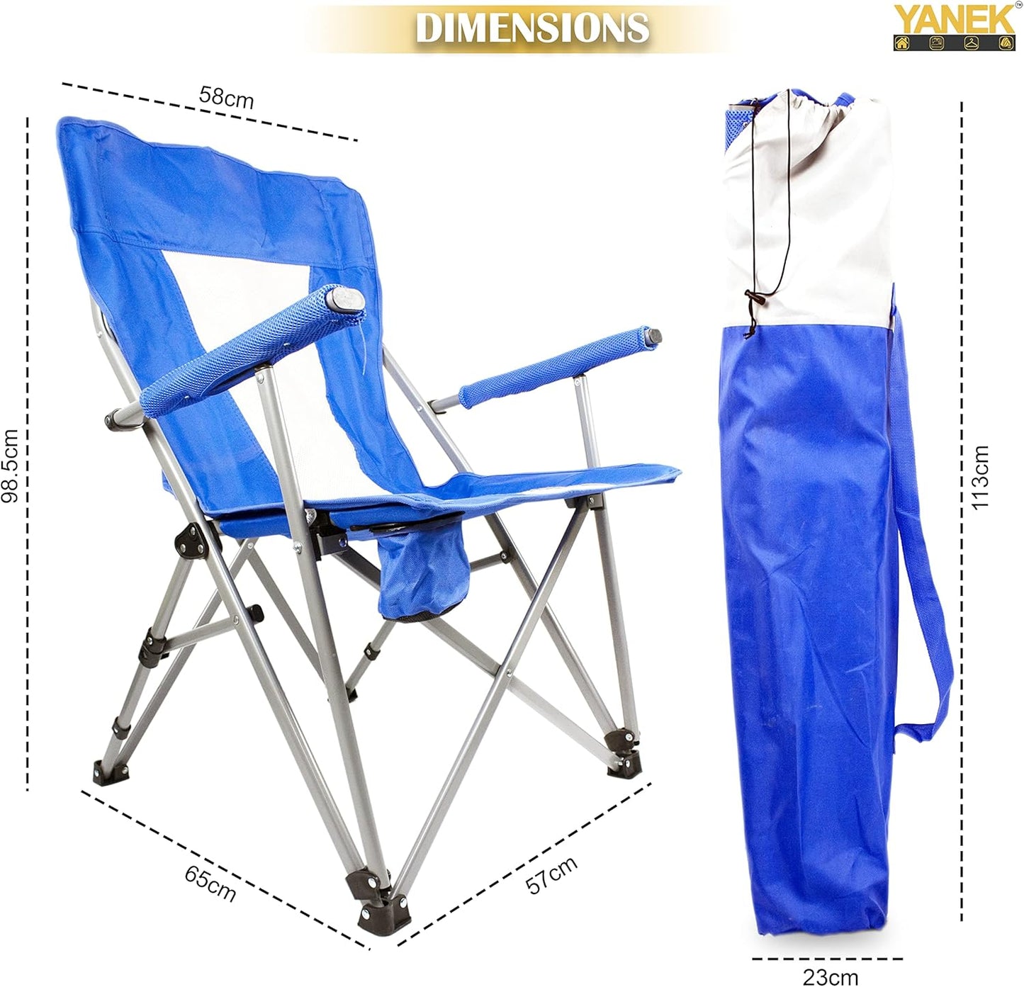 YANEK Foldable Heavy-Duty Camping Chair with Cup Holder – Portable Outdoor Chair with Carry Bag (Burgundy) | BBQ, Fishing & Beach | Wholesale Outdoor Equipment UAE.