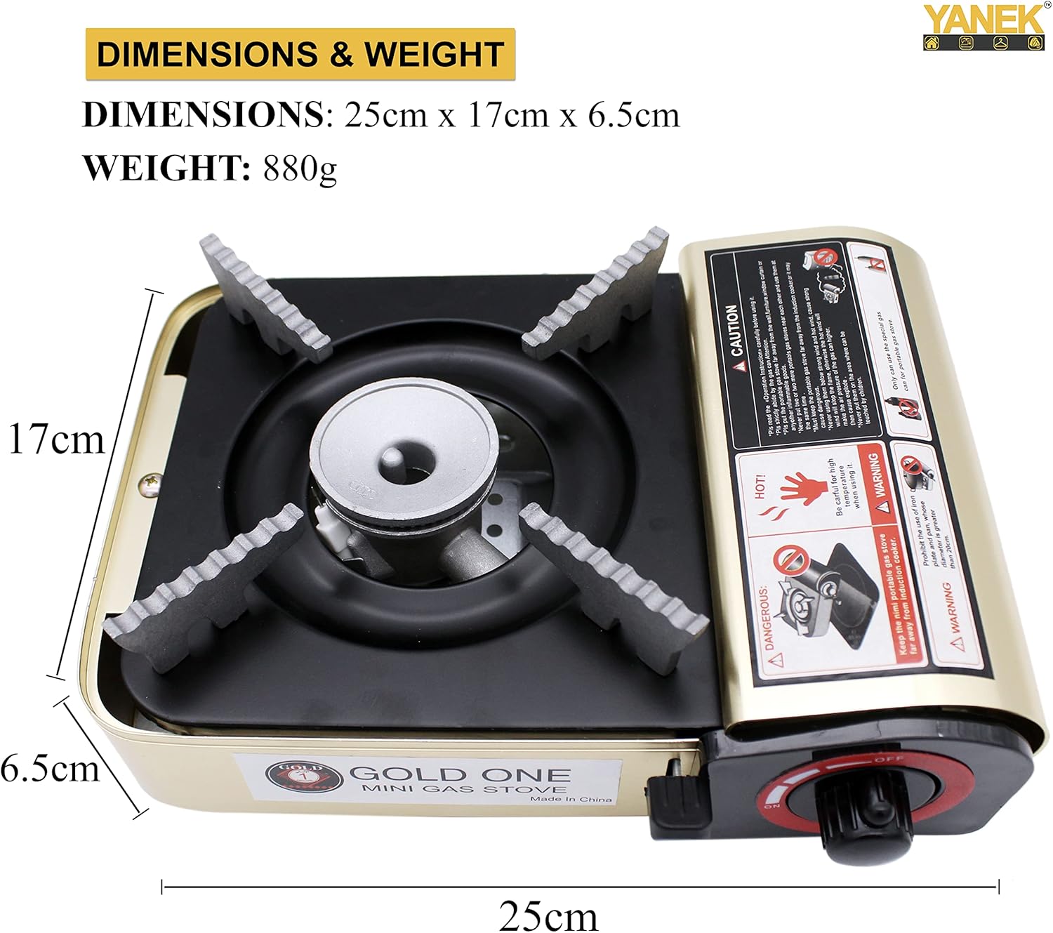 YANEK Mini Portable Gas Stove – Compact Butane Stove with Carry Case | Camping, BBQ & Emergency Gear | Wholesale BBQ Grills & Fuel UAE.