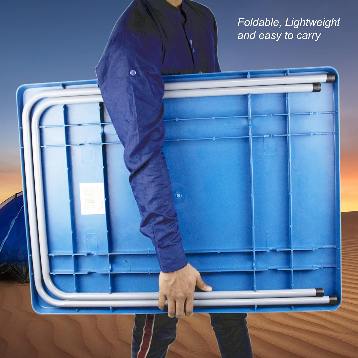 YANEK Foldable Camping Table – Portable Plastic Top with Steel Frame (80x60 cm) | BBQ, Camping & Outdoor | Wholesale Camping Gear UAE.