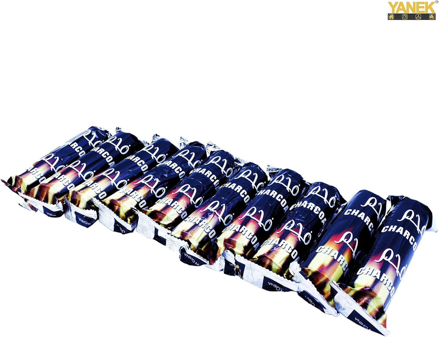 YANEK Magic Coal – 100 Pcs Charcoal Tablets (33mm) | For Shisha, Bakhour, BBQ & Outdoor Use | Wholesale BBQ Grills & Fuel UAE.