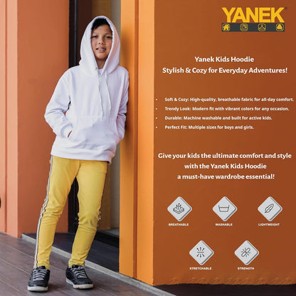 Yanek Plain Fleece Hoodie for Kids 300 GSM Soft & Cozy Warm Hooded for Boys & Girls,Outerwear,Ideal for School & Outdoor