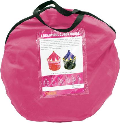 YANEK Kids Play Tent | Foldable Castle Playhouse | For Boys and Girls | For Indoor Games and Outdoor Camping | With Portable Carry Bag (Pink).
