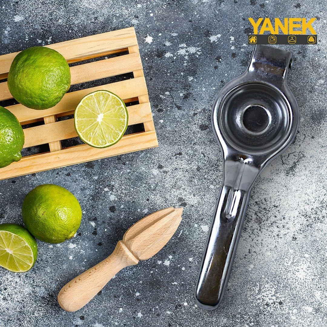 Yanek Stainless Steel Lemon Squeezer - Heavy Duty Manual Citrus Juicer for Effortless Lemon – Rust-Resistant, for Maximum Juice Yield – Perfect for Kitchen Use (6.5x20cm)
