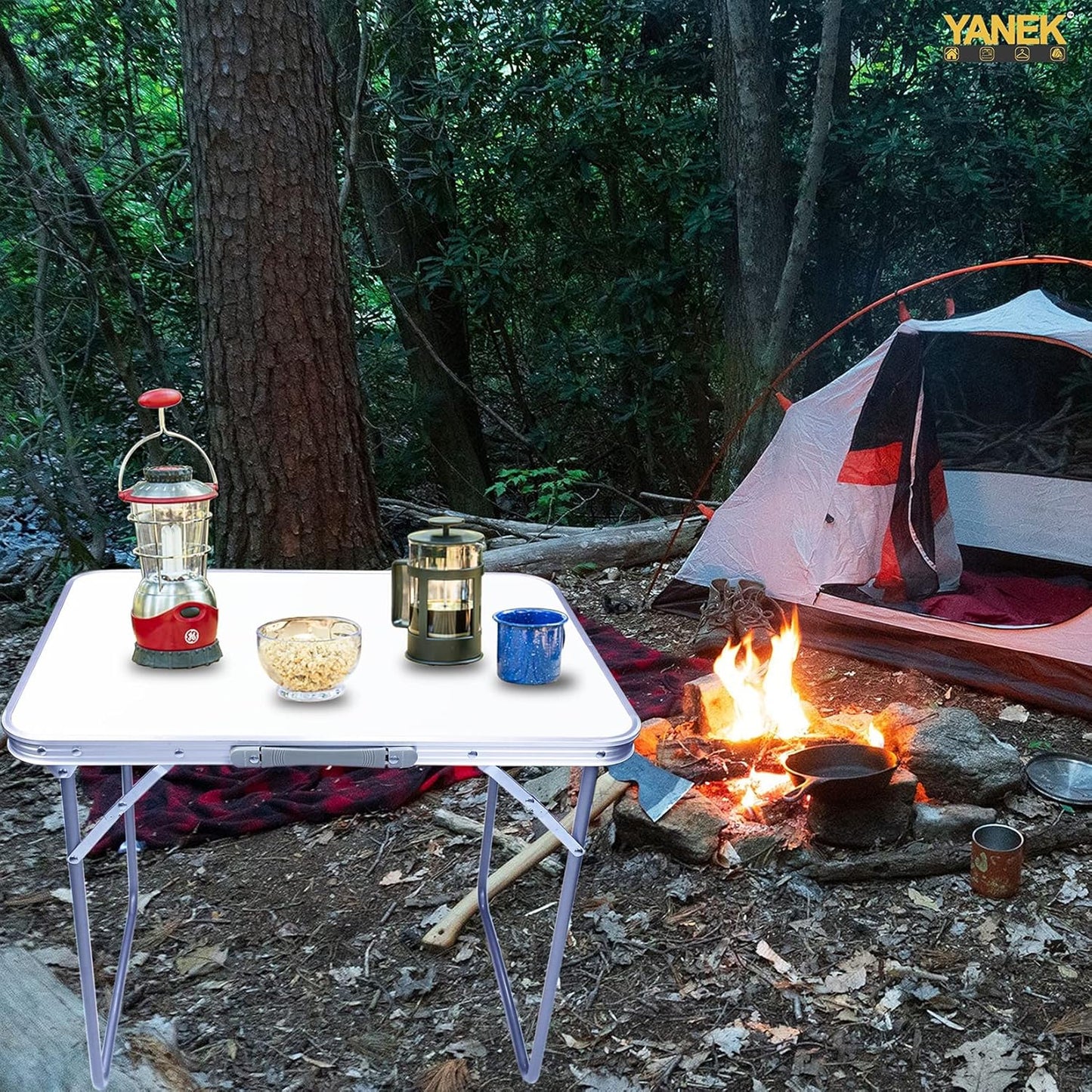 YANEK Foldable Camping Table – Portable Wooden Top with Steel Frame (70x50 cm) | BBQ, Camping & Outdoor | Wholesale Outdoor Equipment UAE.