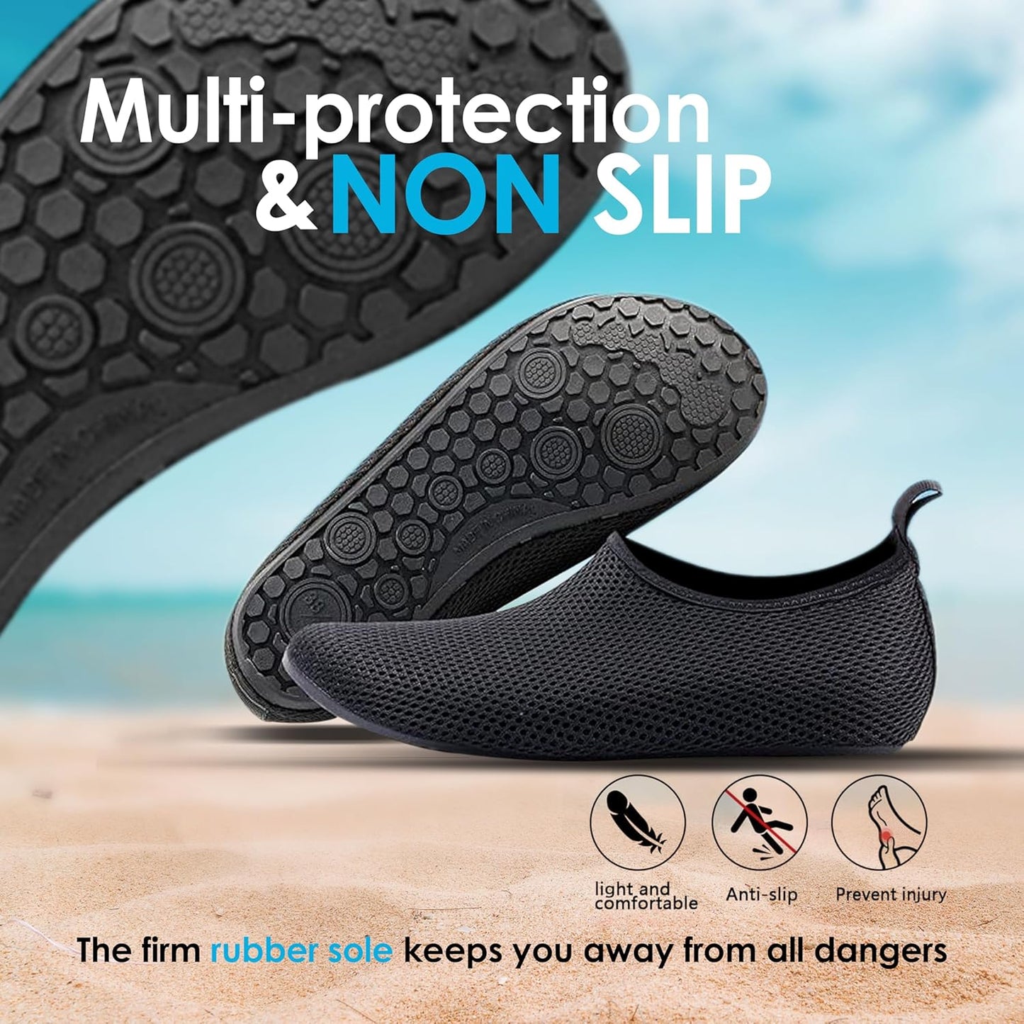 Yanek Comfortable and Durable Outdoor Beach Shoes for Men & Women's Waterproof, Quick-Drying, Non-Slip, Lightweight Sandals for Beach, Pool, Hiking, and Summer Adventures Yoga Pool Exercise