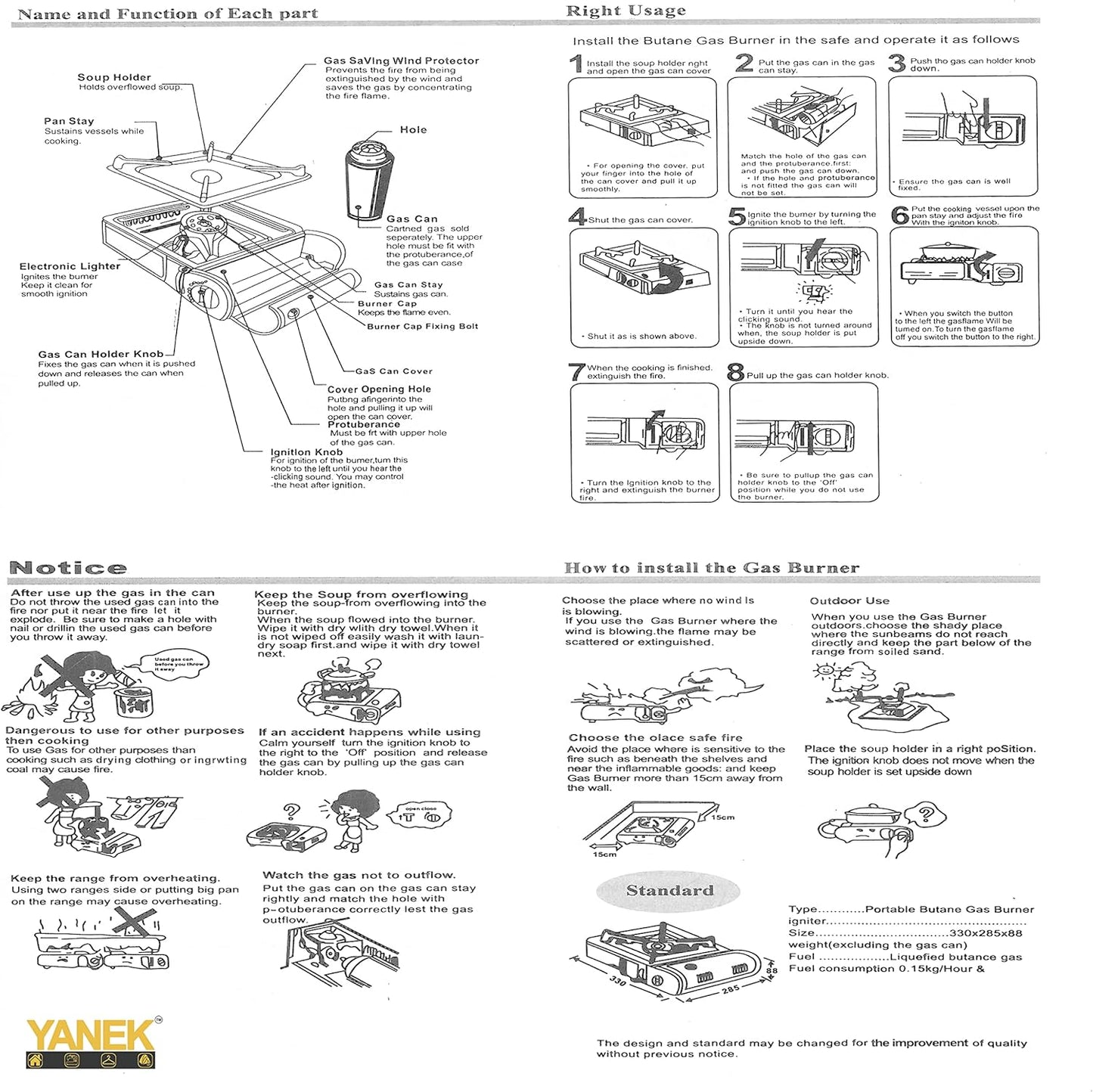 YANEK Portable Gas Stove – Black Butane Stove with Carry Case | Camping, BBQ & Emergency Cooking | Wholesale BBQ Grills & Fuel UAE.