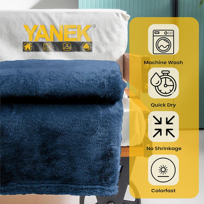 Yanek Ultra-Soft Double Micro Fleece Flannel Blanket – 260 GSM Premium Quality, Super Plush, Warm & Cozy All-Season Throw Blanket for Bed or Couch,Generous Size 200 x 220 cm (BROWN)