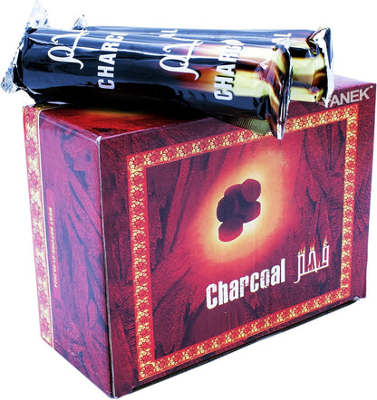 YANEK Magic Coal – 100 Pcs Charcoal Tablets (33mm) | For Shisha, Bakhour, BBQ & Outdoor Use | Wholesale BBQ Grills & Fuel UAE.